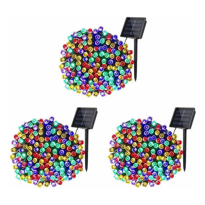 Luces Solares Navidad Guirnalda 3 Pcs 100 Led 12m Multicolor