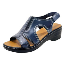 Cargar imagen en el visor de la galería, Sandalias De Mujer Tacon Grueso Azul Azul Oscuro Geométrico 36 Cl
