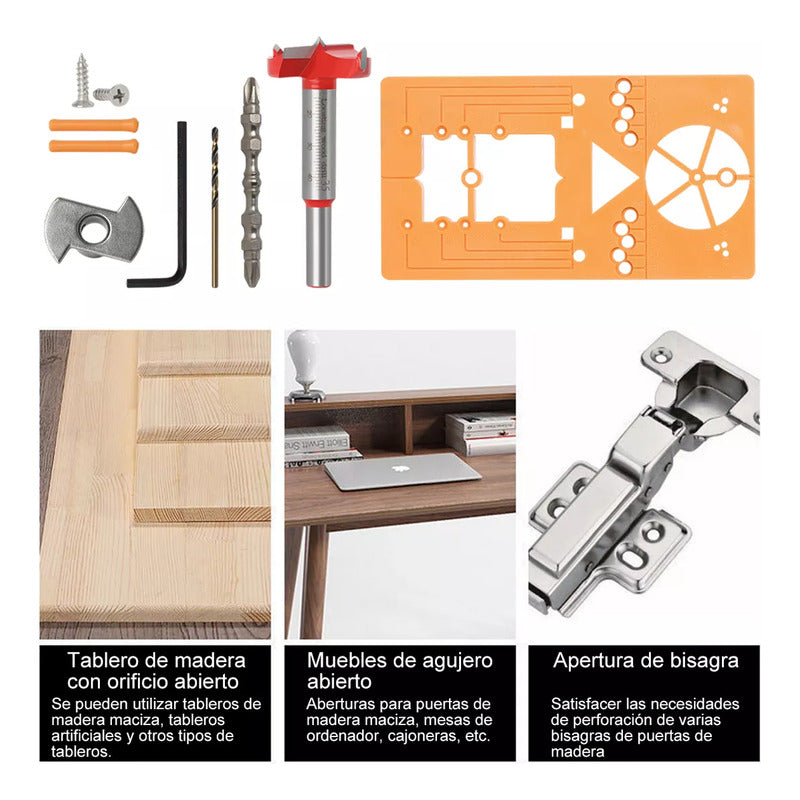 Kit De Perforación Para Taladro Guía Bisagra Escondida 35mm