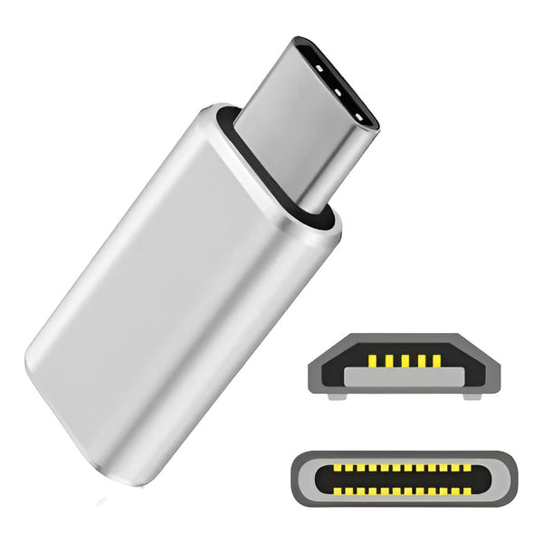 Adaptador Conector Tipo C A Micro Usb V8 Android S-s Plateado