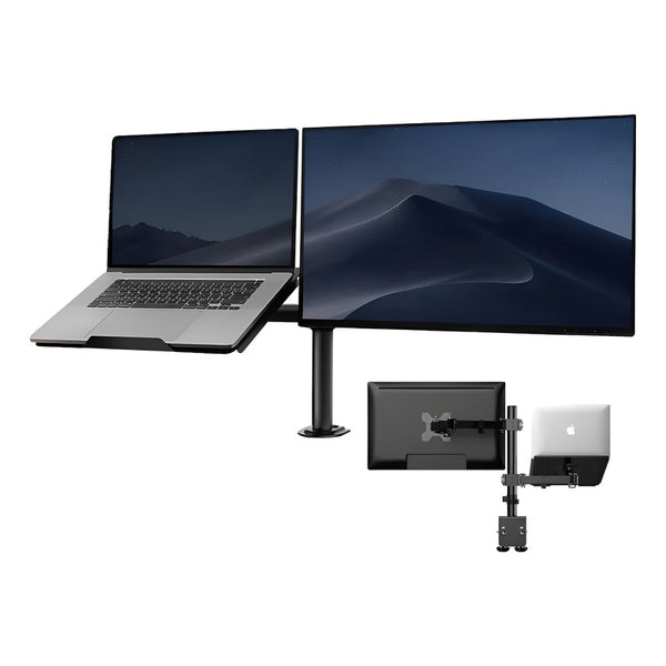 Soporte Brazo Doble Para Monitor Notebook Linkon Escritorio Negro