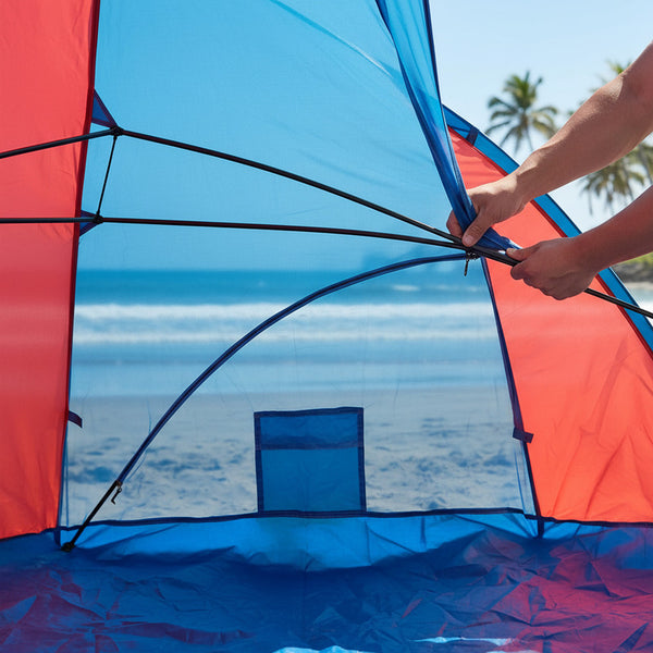 Para Viento Media Carpa Playa 220x110x120cm Naranja/azul
