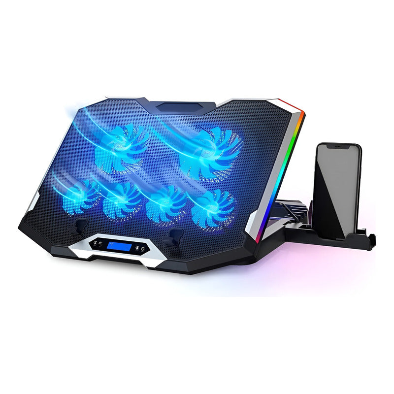 Base Cooler 6 Ventiladores Enfriador Notebook Lcd Luz Rgb