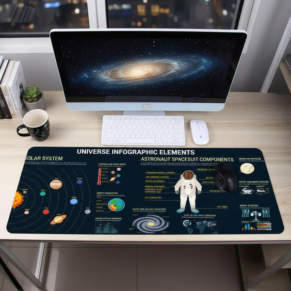 Alfombrilla Gamer Diseño Planet 90x40 Negro