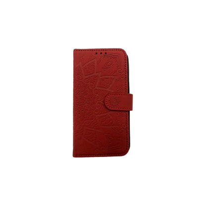Para iPhone 14 / Pro Carcasa Cuero Mandala Rojo