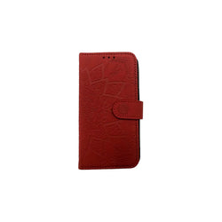 Para iPhone 14 / Pro Carcasa Cuero Mandala Rojo 14