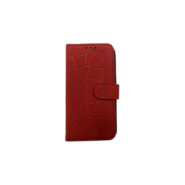 Para iPhone 14 / Pro Carcasa Cuero Mandala Rojo 14