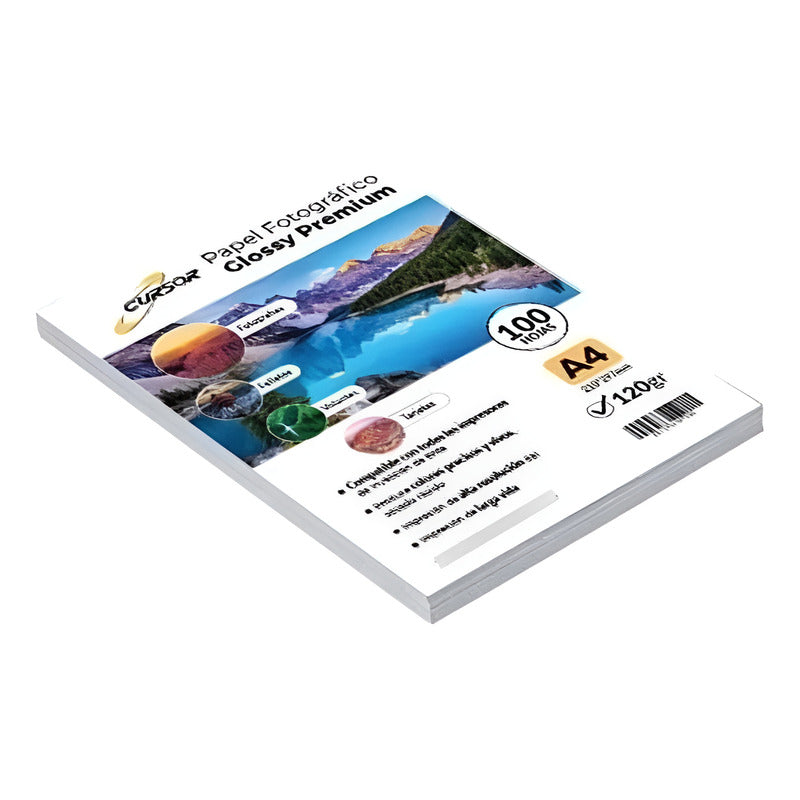 Papel Fotografico A4 120g Glossy Pack 100 Blanco