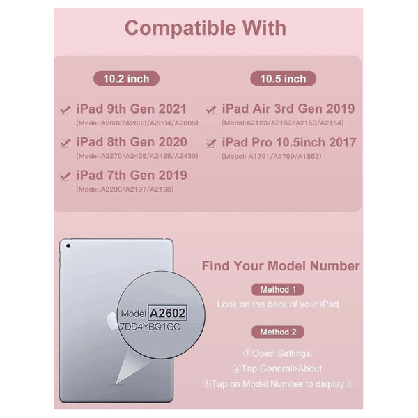 Funda Con Ñ Teclado Para iPad 7 8 9gen 10.2 / Air3 / Pro10.5 Rosa