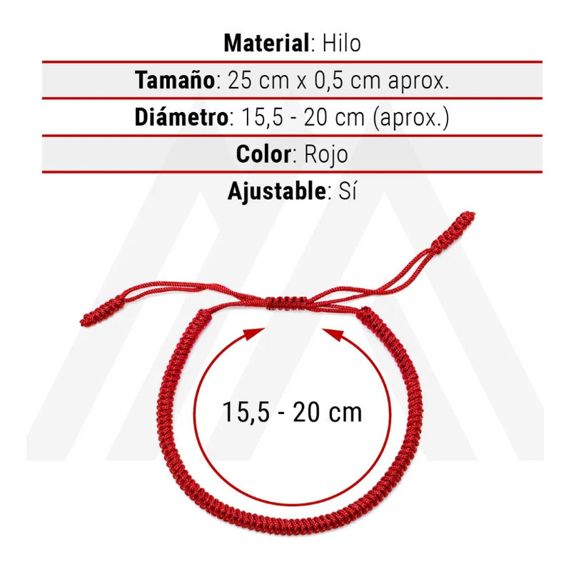 Pulsera Unisex Protección Energias Hilo Rojo 0 Mm 25 Cm