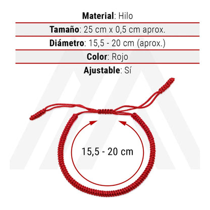 Pulsera Unisex Protección Energias Hilo Rojo 0 Mm 25 Cm