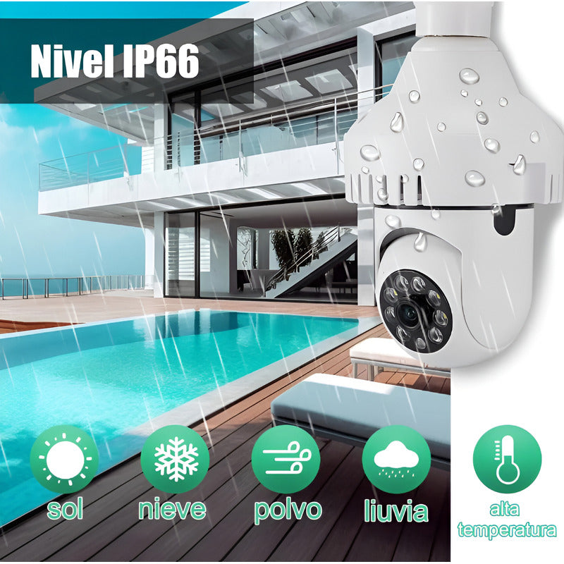 Camara Wifi Seguridad Foco 360, 1080p Blanco