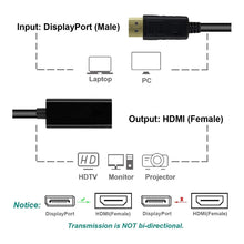 Cargar imagen en el visor de la galería, Cable Adaptador Displayport A Hdmi - Dp A Hdmi Negro Negro
