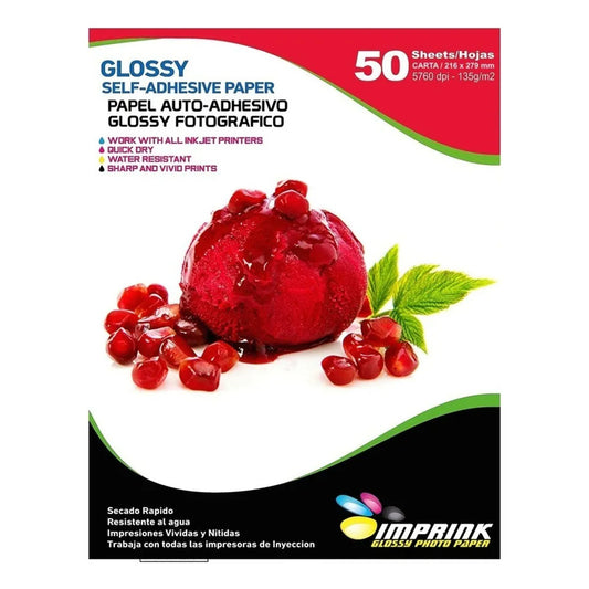 Papel Adhesivo Glossy A4/135g/50 Hojas Blanco