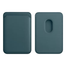 Load image into Gallery viewer, 2pcs Tarjetero Cartera Magsafe Piel Pu Compatible Con iPhone Azul Petróleo Lisa

