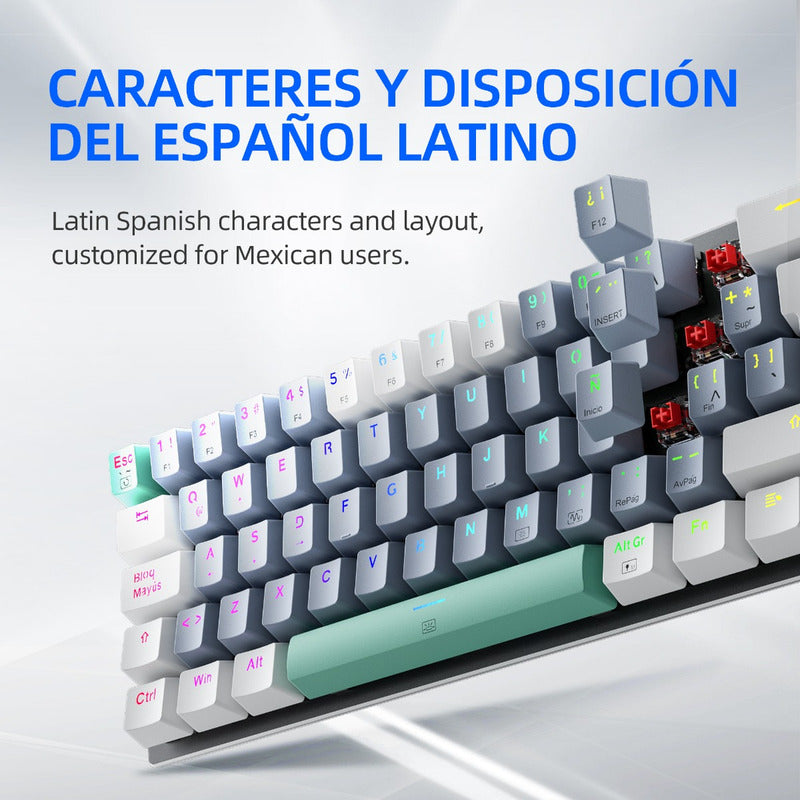 Teclado Gamer Machenike Qwerty Hotswapping Switch Español Color Red Switch Con Luz Rgb
