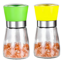 Cargar imagen en el visor de la galería, Salero Pimentero Molinillo De Vidrio Con Tapa 13,5cms Altura Verde Lima
