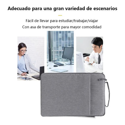 Funda Para Notebook 13 Pulgadas Con Cierre Asa Y Bolsillo Gris