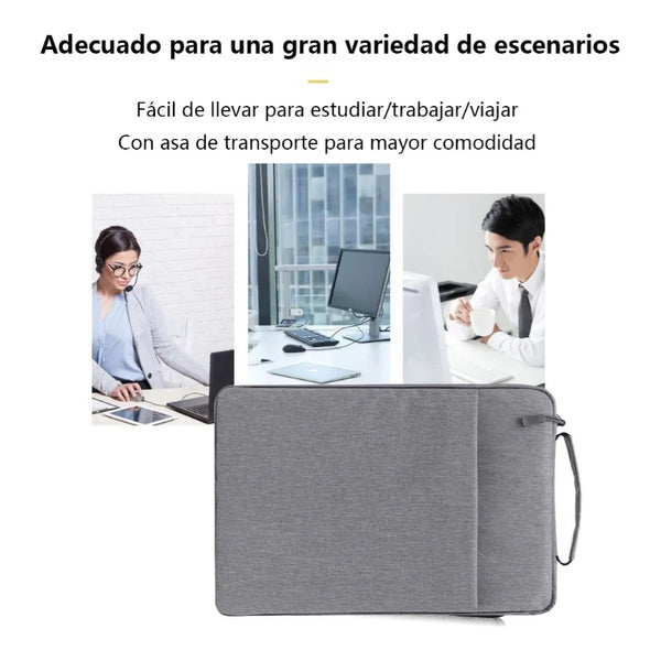 Funda Para Notebook 13 Pulgadas Con Cierre Asa Y Bolsillo Gris