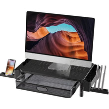 Cargar imagen en el visor de la galería, Base Monitor Soporte 3 Niveles Notebook Cajón Pc Impresora Negro
