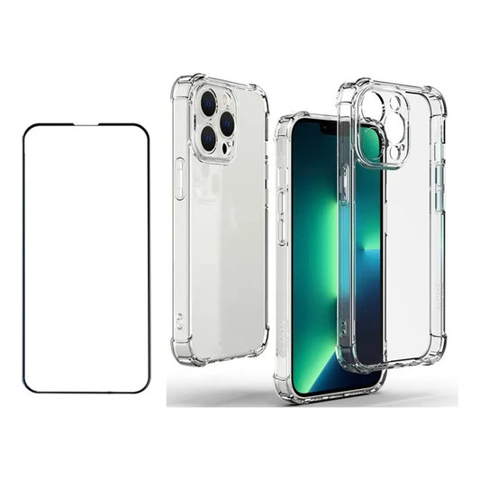 Carcasa Para Iphone14 Pro+lamina Vidrio Completa Tansparente Transparente Carcasa Anti Golpes Para iPhone Lamina Vidrio Completa