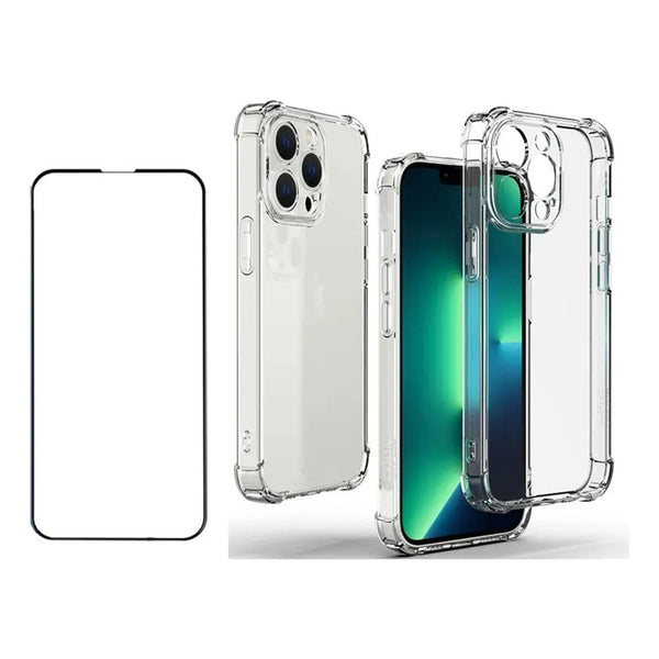 Carcasa Para Iphone14 Pro+lamina Vidrio Completa Tansparente Transparente Carcasa Anti Golpes Para iPhone Lamina Vidrio Completa