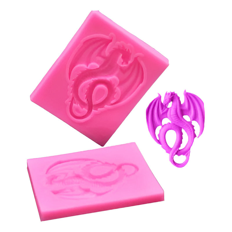 Molde De Silicona Con Forma De Dragón Volador Animal Fie Rosa
