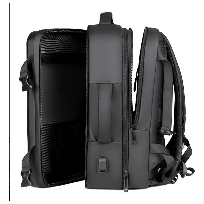 Mochila Carcasa Dura Gran Capacidad Impermeable Para Macbook Negro Negro