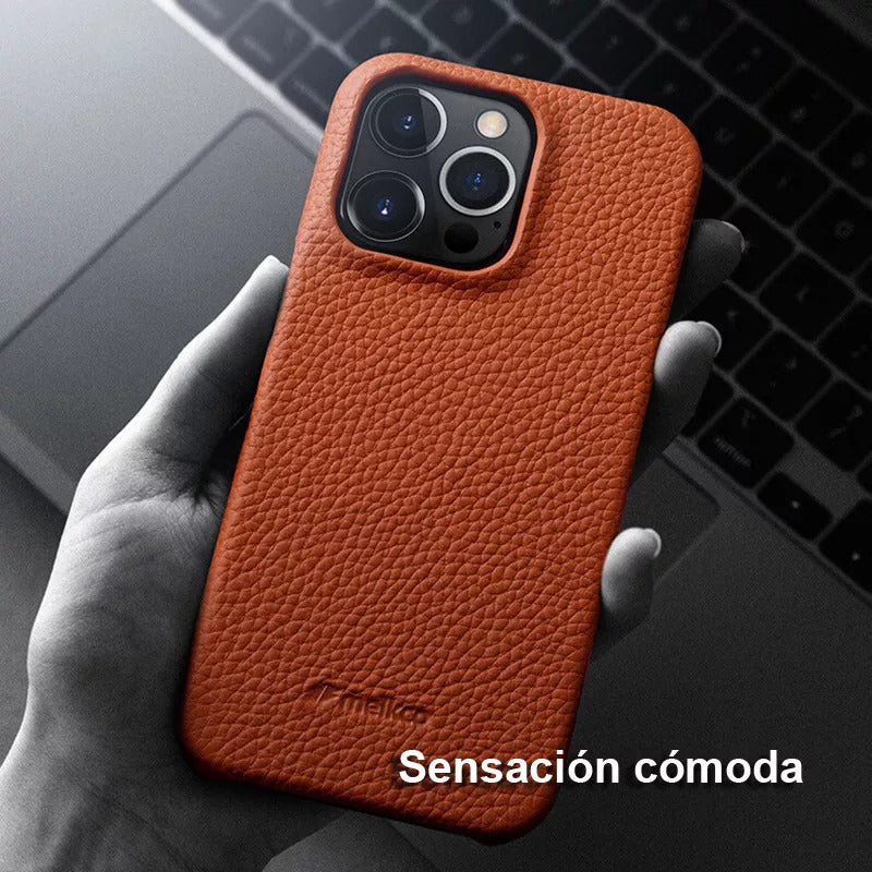 Funda De Cuero Genuino Para iPhone 15 Plus