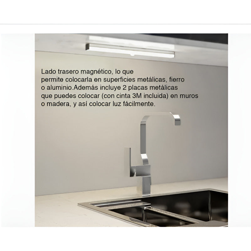 Luz Led Barra Recargable Con Sensor De Movimiento 10cm Blanco