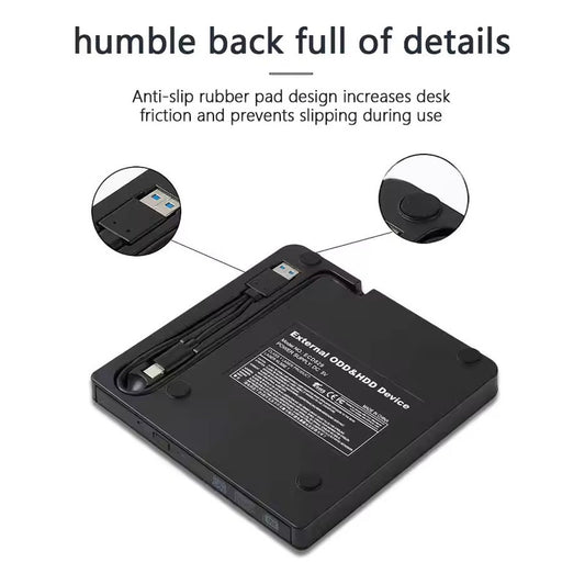 Carcasa Externa Para Unidad Dvd Tipo C Usb 3.0 Plug And Play Negro