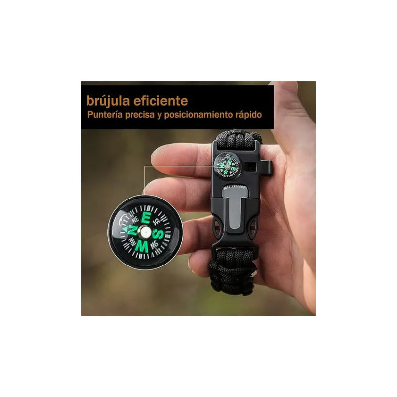3 Pcs Pulsera Paracord Pack De Supervivencia Brujula Militar Variados