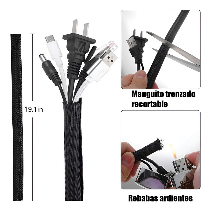 204 Kit Multifunción Organizador Cables Adhesivo Antinudos Varios