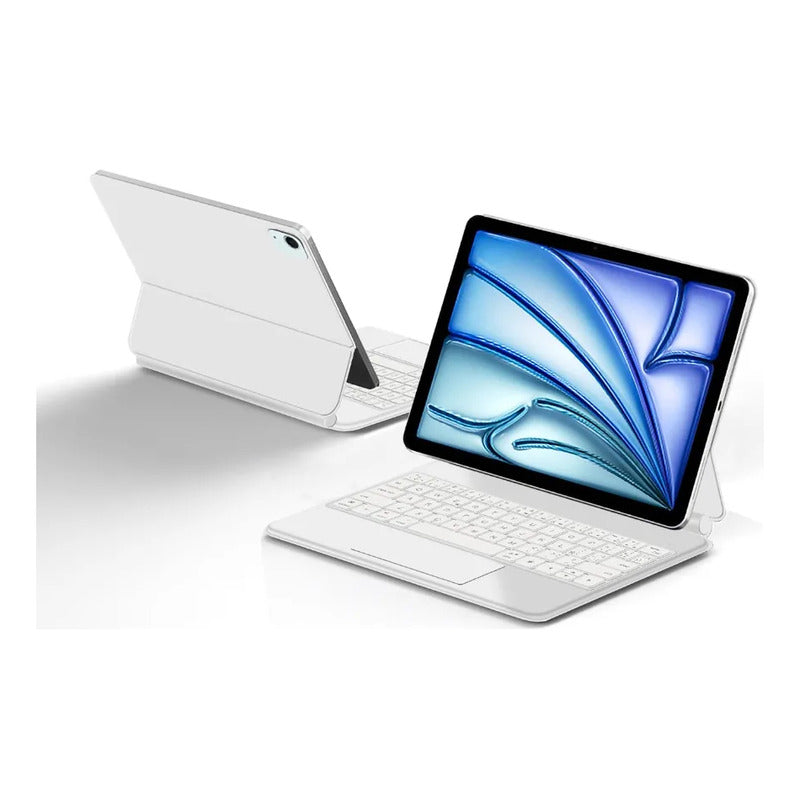 Funda Teclado Para iPad 10th / 11th Trackpad Retroiluminado Blanco