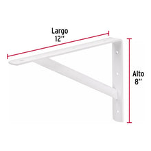 Cargar imagen en el visor de la galería, Escuadra Repisas Blanca Reforzada 8x12
