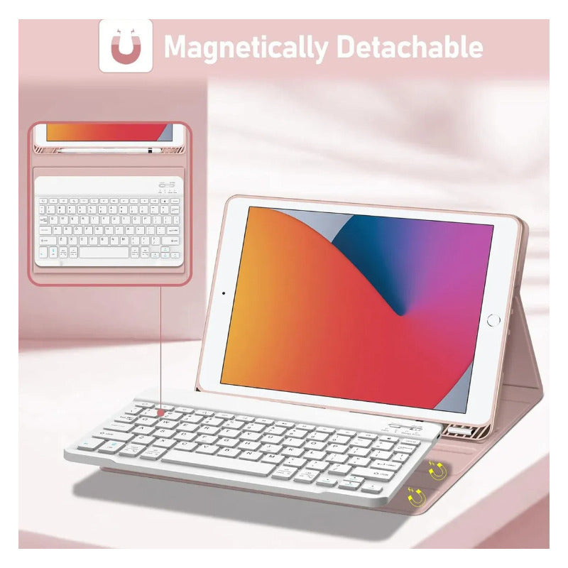Funda Con Ñ Teclado Para iPad 7 8 9gen 10.2 / Air3 / Pro10.5 Rosa