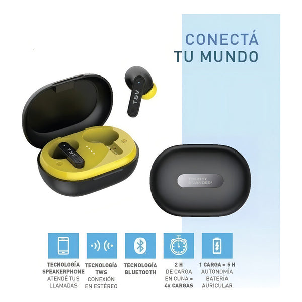 Audifonos In Ear Inalambricos Bluetooth Resistente Agua Mic Color Negro
