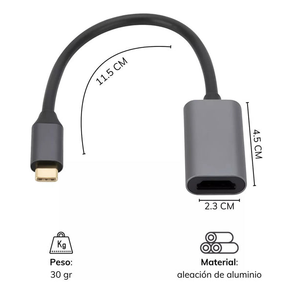 Adaptador Usb 3.1 Tipo C A Hdmi Compatible Blanco