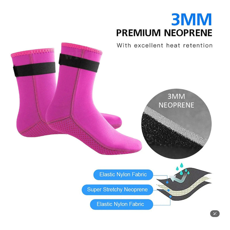 Máscara De Buceo Genérica Neopreno Botín Calcetines Fucsia L