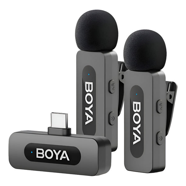 2 Micrófonos Inalámbrico Solapa Lavalier Boya By-v20 | Usb C Negro