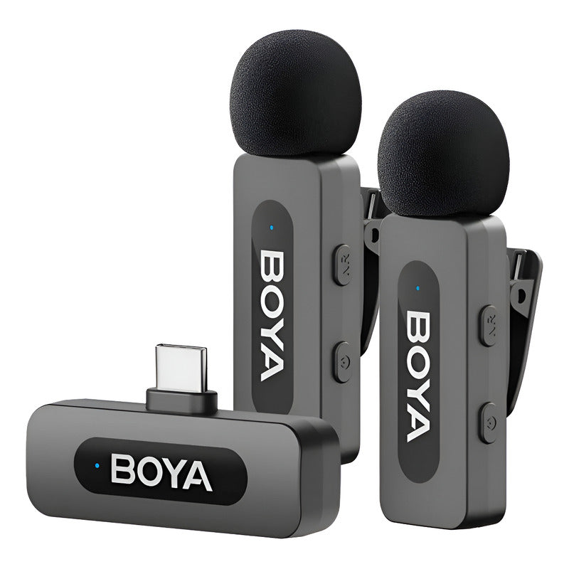 2 Micrófonos Inalámbrico Solapa Lavalier Boya By-v20 | Usb C Negro