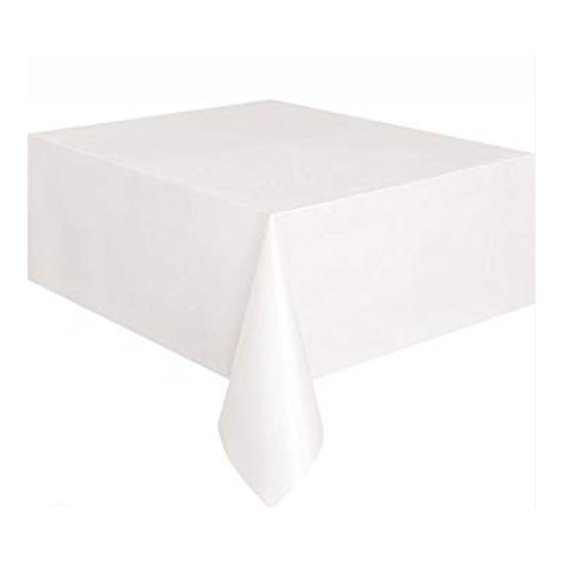 Mantel De Hule Rectangular 140x240cm Blanco Blanco Lisa