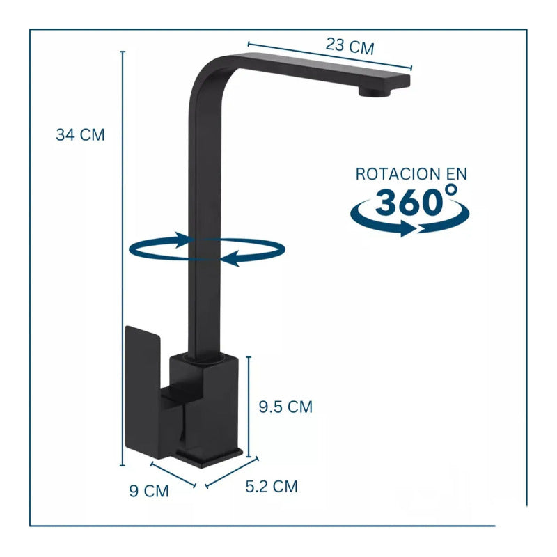 Llave Lavaplatos Monomando Moderna Negro Mate