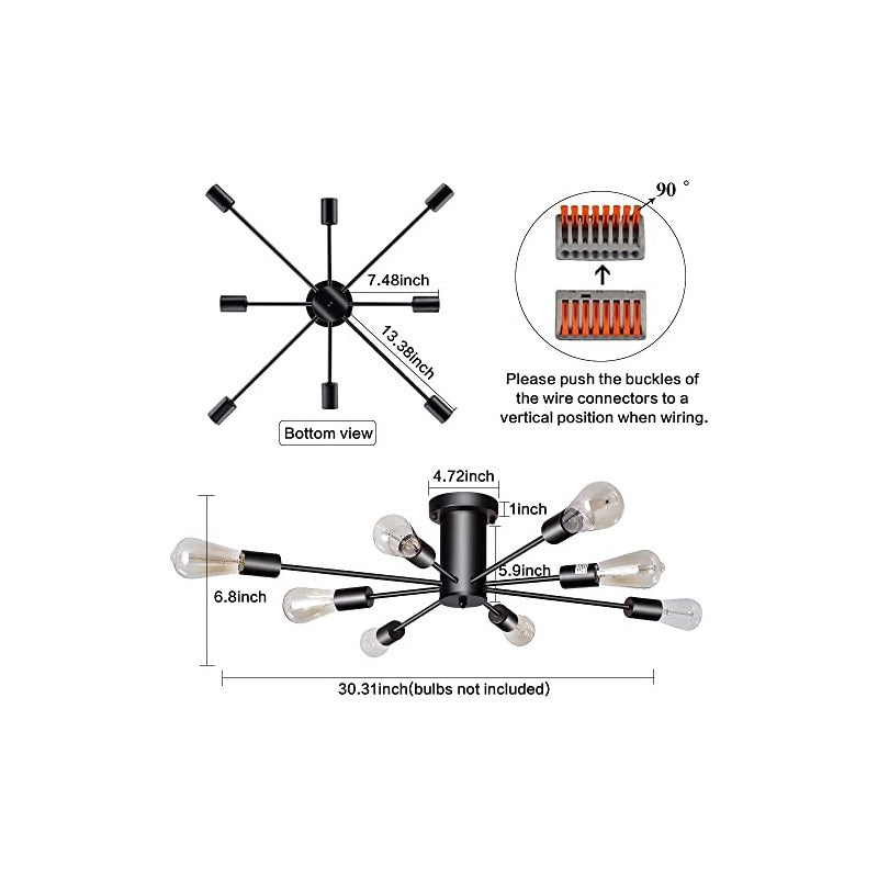 Lampara De Techo Moderna 8 Luces E26 Para Interiores