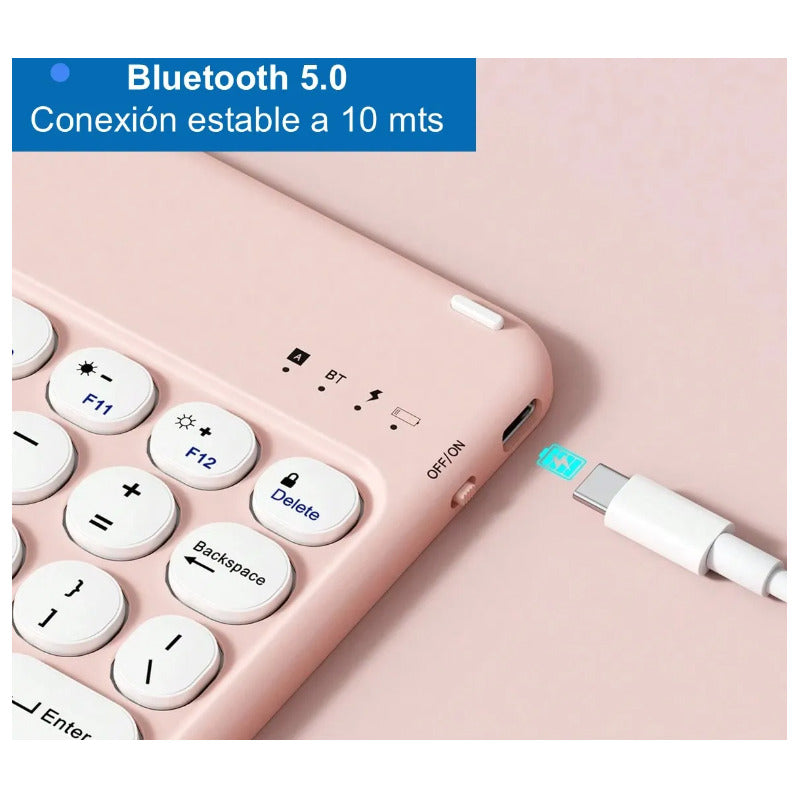 Carcasa Funda + Teclado Para iPad 9th Gen 2021 Rosa