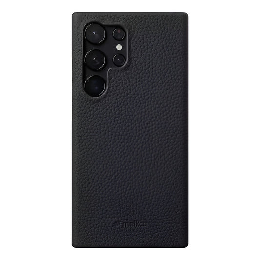 Funda De Cuero Vacuno Genuino Para Samsung Galaxy S23 Ultra Negro Lisa