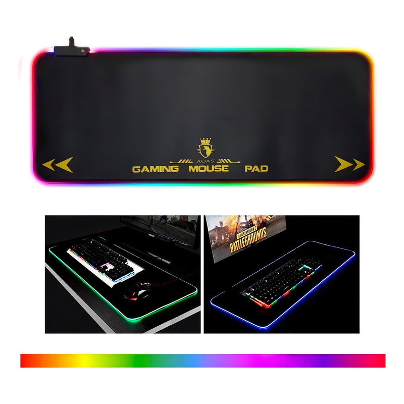 Mousepad Rgb Xl Aoas S4000 Waterproof 80x30cm | Mousepad Xl Color Negro