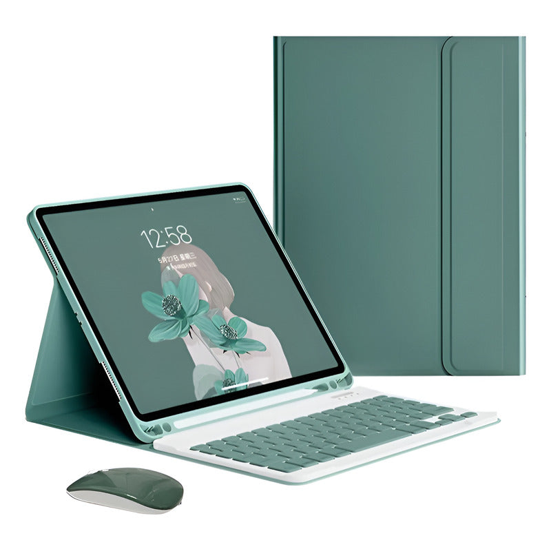 Funda Con Teclado Y Ratón Para Samsung Tab A8 10.5 Sm-x200 Verde Oscuro