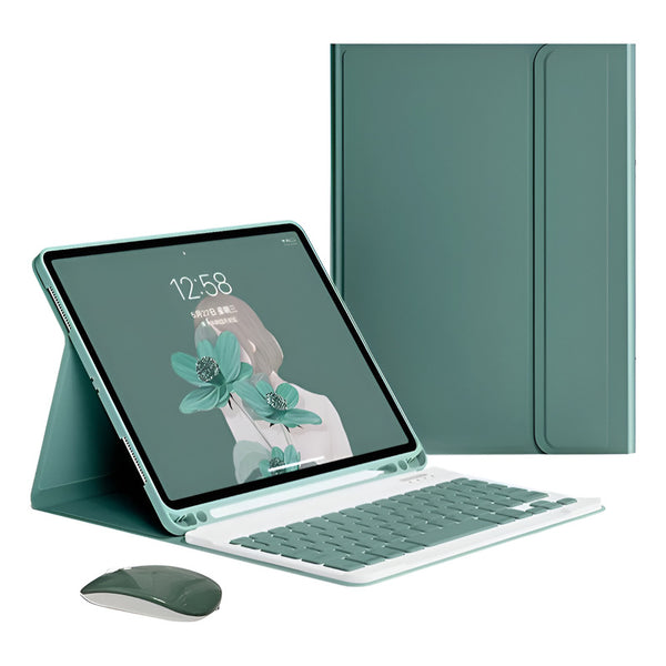 Funda Con Teclado Y Ratón Para Samsung Tab A8 10.5 Sm-x200 Verde Oscuro