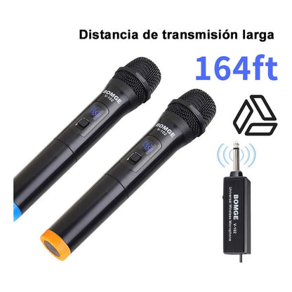 Bomge V102 Sistema De Micrófono Inalámbrico Con Receptor Vhf Negro
